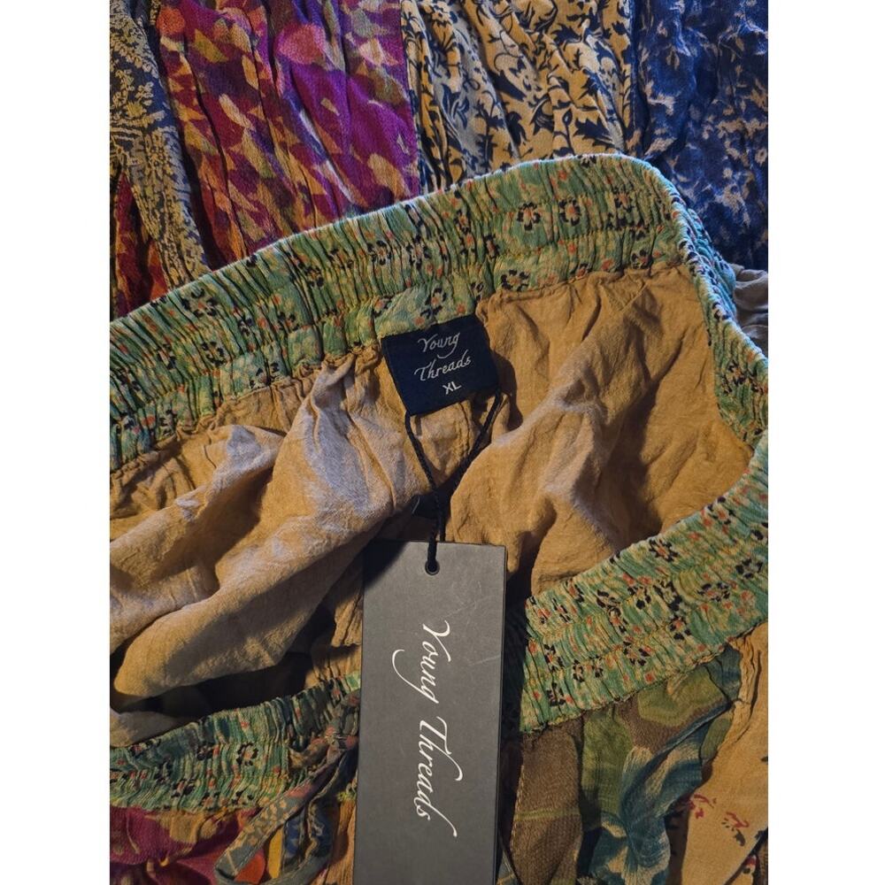 Young Threads Camel Brown Patchwork Flare Pants XL NWT - Autumn Boho - Picture 5 of 9